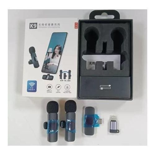 K9 Double Micro-cravate Sans Fil Noir Pour Android Type C Et IPhone