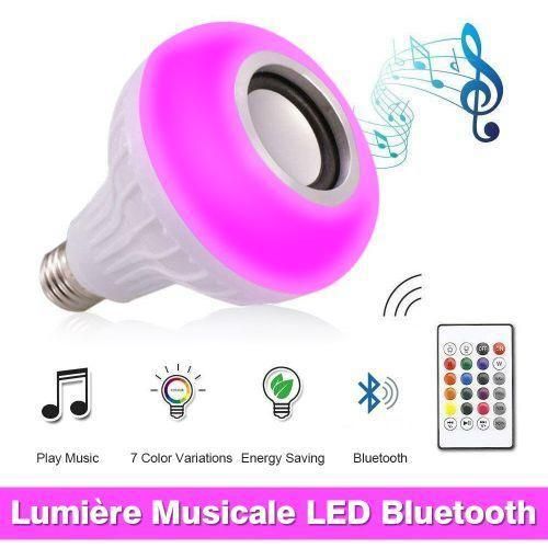 Ampoule Lecteur De Musique à LED 7 Couleurs - Bluetooth