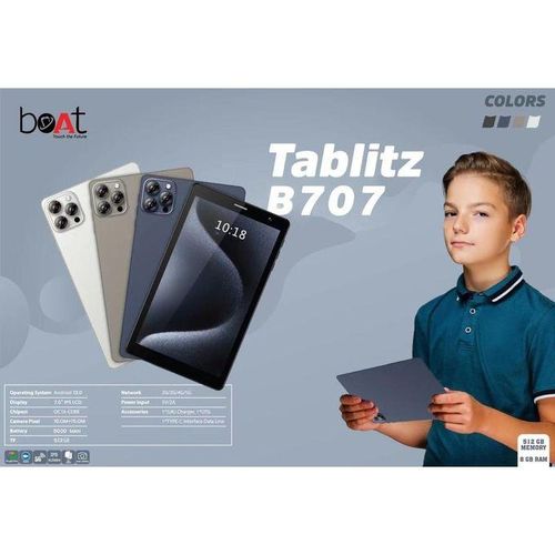 Boat Tablette Professionnelle Tablitz B707 8 Go RAM 512 Go sans Clavier Android 13.0 avec SIM 5000 MAH