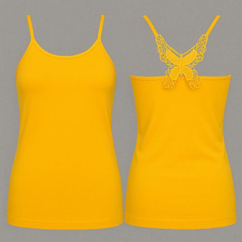 Débardeur Femme Jaune – Dos Papillon en Dentelle