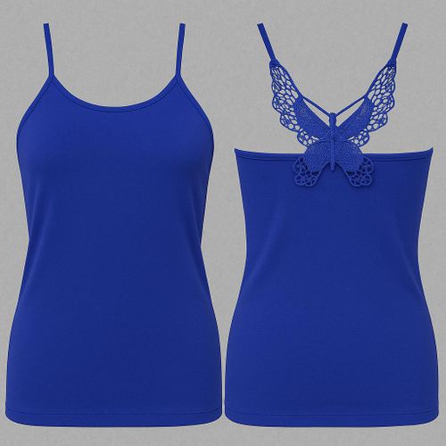Débardeur Femme Bleu – Dos Papillon en Dentelle