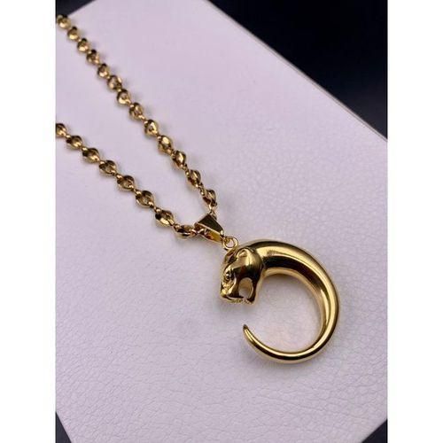 Chaine Grain De Café Avec Medaille Tigre_or Plaquer