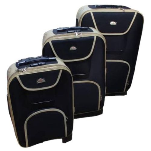 Valises Voyage 3 Pièces - Grand /Moyen /Petit - Noir/Kaki ( Motifs Multiples )