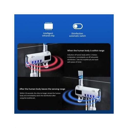 Distributeur De Dentifrice Avec Stérilisation UV- Support Auto-adhésif Pour Salle De Bain