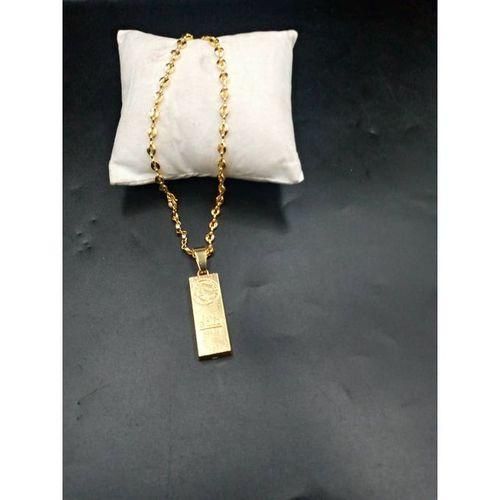 Chaine Grain De Café Avec Medialle Lingot _or Plaquer
