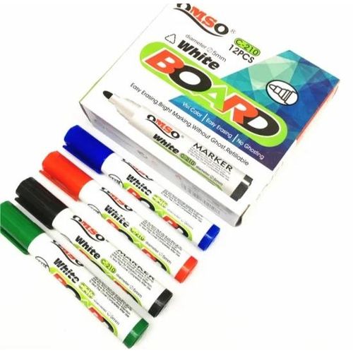 Marqueur Effaçable Pour Tableau - Bleu/Rouge/Noir/Vert - Lot De 12