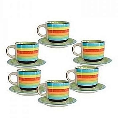 Set De 6 Tasses à Café + Sous-Tasse En Porcelaine
