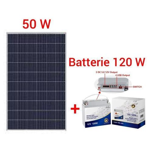 Kit Batterie Solaire SUN Africa 12V 120 W Et Panneau Solaire 50 Watts