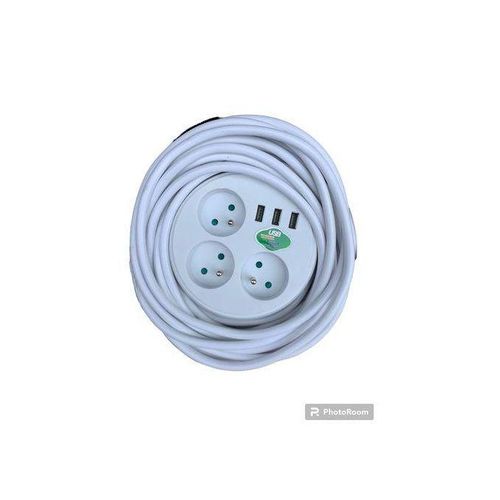 Rallonge Électrique 10 Mètres 3 Prise + USB
