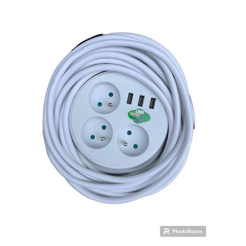 Ralonge Électrique 10 Mètres 3 Prise + Usb