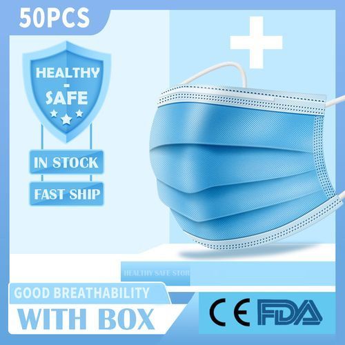 Masque Lot De 50 Cache Nez En Pli De 3 Feuilles