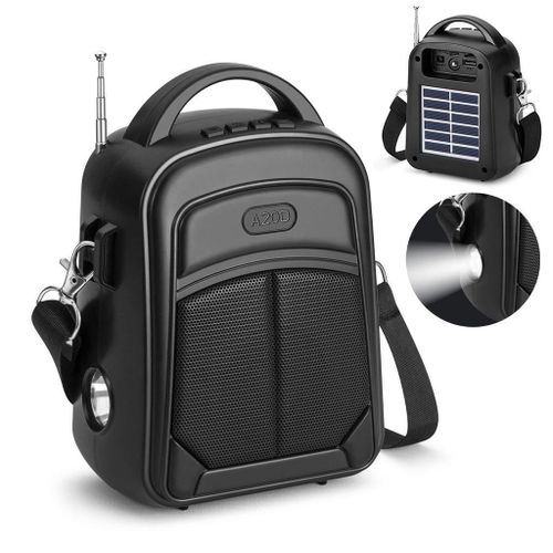 Enceinte Bluetooth Portable Solaire A20D avec Lampe Torche et Radio / NOIR