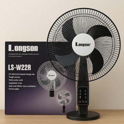 Longson Ventilateur Mural Longson 22 – Ultra Puissant - Télécommande, Touch Panel & Design Moderne / NOIR