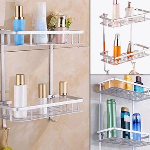 Etagère De Rangement De Douche Argentée, Support Mural En Aluminium Pour Toilettes