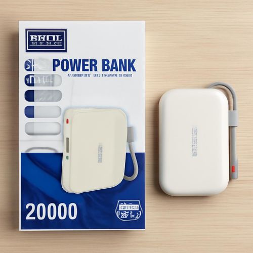 Power Bank HEPU 20000 mAh Ultra Compact – 22.5 W - 4 Ports USB + Câble Intégré/ Blanc