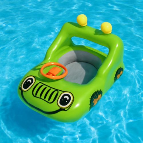 Bouée Voiture Gonflable Bébé – Flottant Piscine avec Volant - Sécurisée et Ludique / VERT