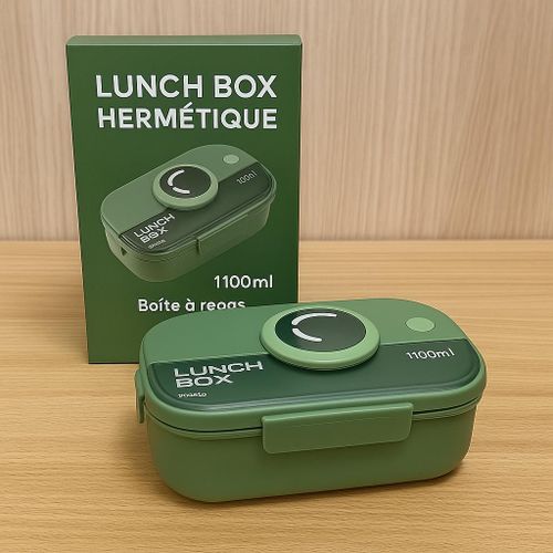 Super Lunch Box Hermétique 1100 ml – Design Compact & Pratique pour Vos Repas / VERT