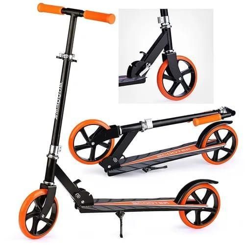 Trottinette pliable en aluminium – Grandes roues silencieuses pour adulte / NOIR