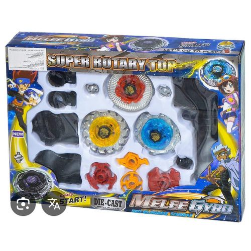 Set de Toupies de Combat Métal – MELEE GYRO Super Rotary Top (Pack Complet avec Lanceurs)