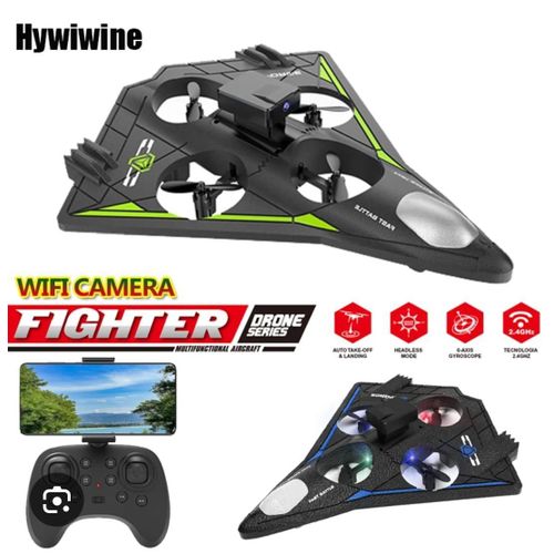 Drone HYWIWINE Fighter Series – Mini Drone WiFi avec Caméra HD, 6-Axes Gyroscope, Mode Sans Tête, Auto Décollage & Atterrissage – Quadrirotor Aile Triangulaire