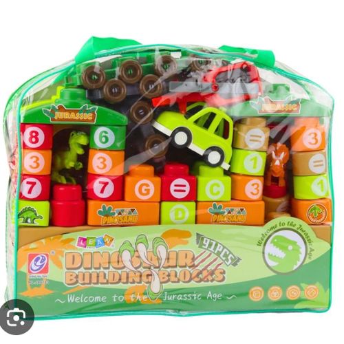 Set de Blocs de Construction Dinosaures 91 Pièces – Jouet Éducatif avec Véhicules & Figurines Jurassic