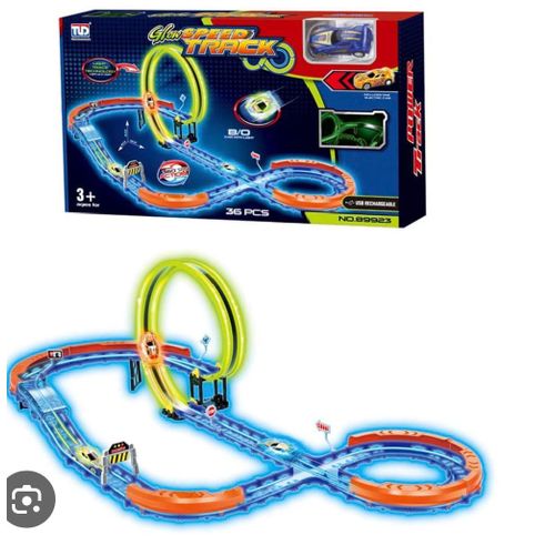 Piste Lumineuse Turbo – Glow Speed Track 61 Pièces avec Voiture Électrique LED
