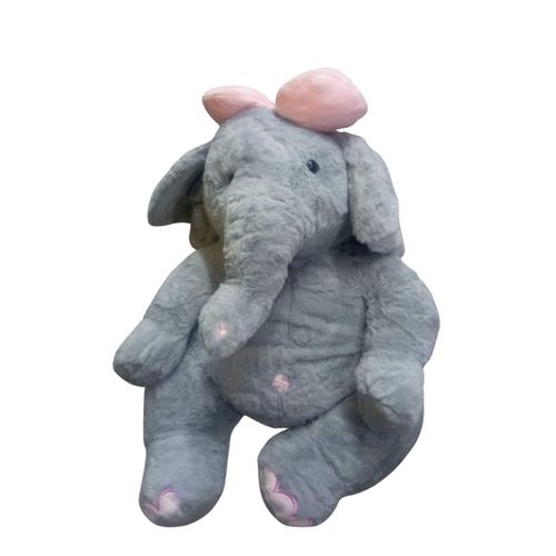 Grande Peluche Éléphant Ultra Douce – Jouet en Peluche avec Nœud Rose – Confort, Décoration & Cadeau Parfait