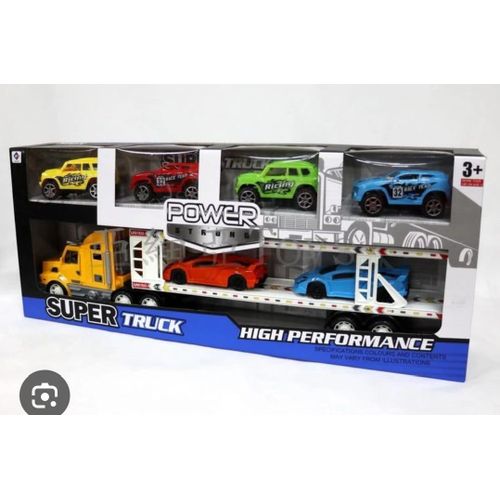 Super Truck Porte-Voitures Power Strong – Camion Transporteur + 6 Voitures de Course – Haute Performance – Jouet Premium pour Enfants 3+