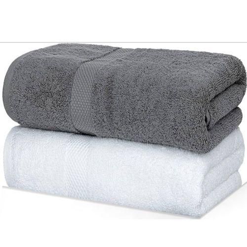 Lot De Deux Grandes Serviettes De Bain Blanc Et Gris Motif Multiple