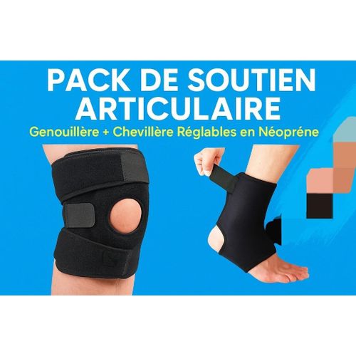 Pack De Soutien Articulaire – Genouillère + Chevillère Réglables En Néoprène