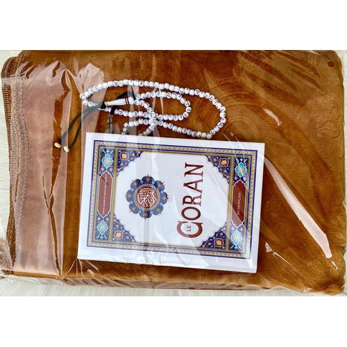 Kit de prière Tapis lourd+ Coran bilingue+ Chapelet
