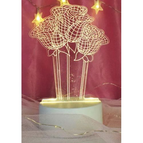 Lampe De Table LED Personnalisée 3D Fleurs Roses, Cadeau Pour La Saint-Valentin, Pour Enfants, Fête Des Mères, Cadeau Père, Homme et Femme