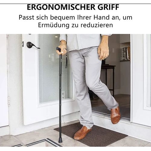 Canne Confort Pliable étage, Petite Poignée Anatomique En Acétate Avec Revêtement Soft .