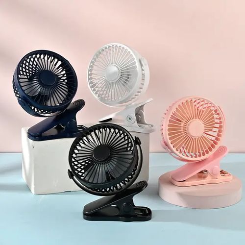 Mini Ventilateur Rechargeable Rotation à 360 Poussette, 3 Vitesses Avec Lampe Veilleuse.
